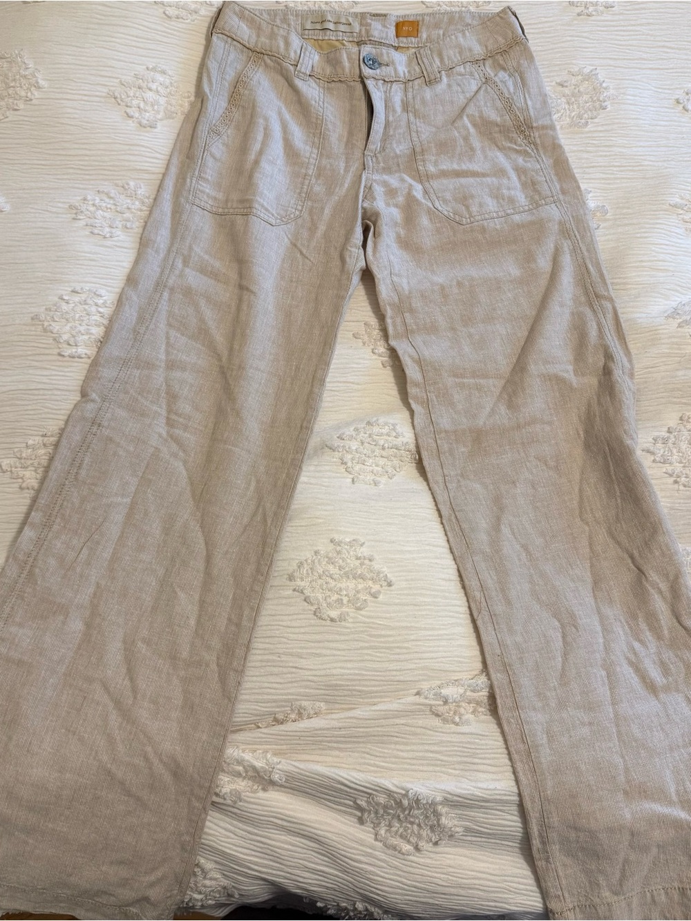 Pilcro and the letterpress Casual Linen-Blend Pants in Light Beige
